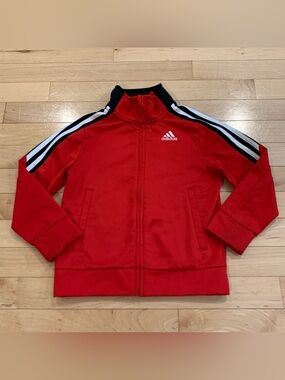 Adidas toddler boys size 4T red zip up sweatshirt track jacket